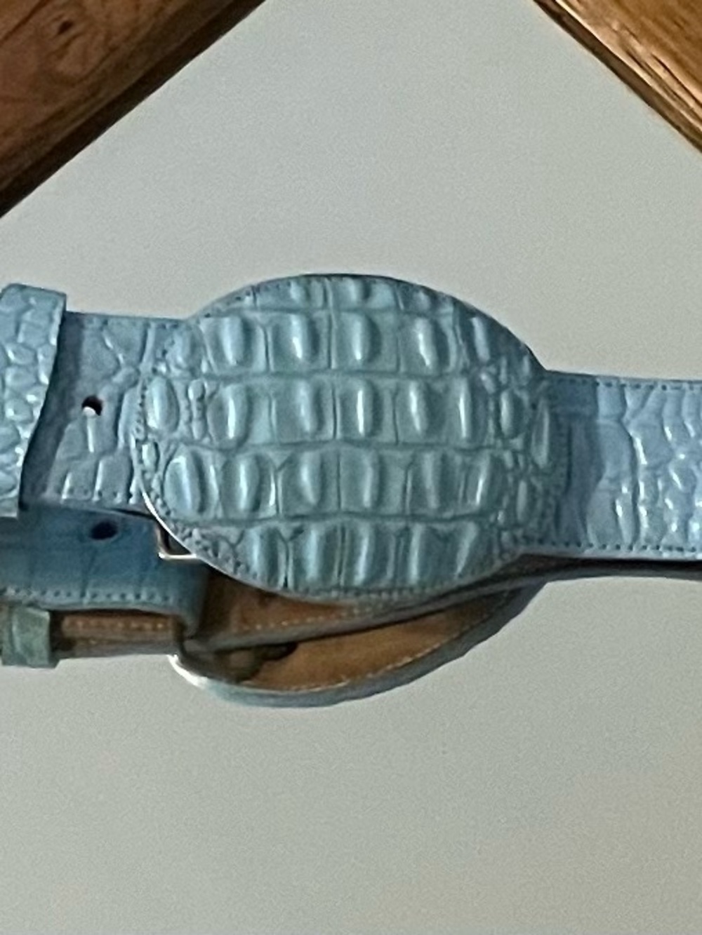 Men's Croc-Embossed Leather Belt Pouch - Light Blue vintage
